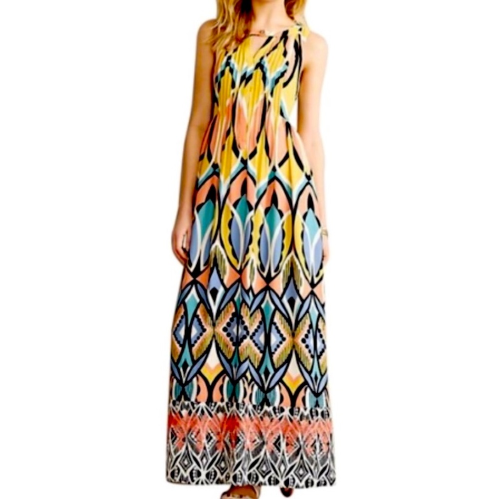 Anthropologie Floreat Maxi Dress with lace trim detail size 0P